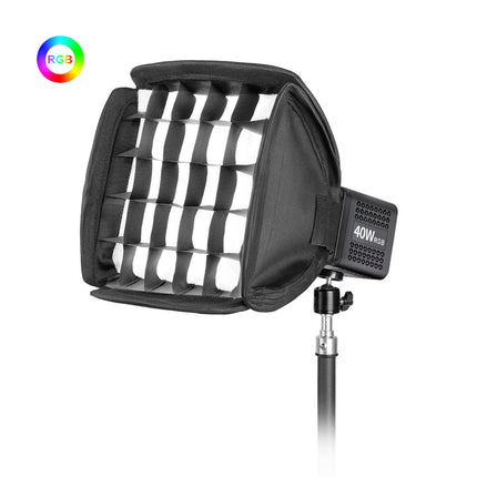 Portable 40W LED Studio Light – Adjustable 2500-6500K, RGB Full Color, 1–5h Battery, Dual Temp