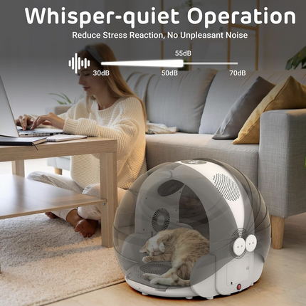 Foldable Pet Hair Dryer Box with Adjustable Temperature and 4 Wind Speeds for Cats and Small Dogs