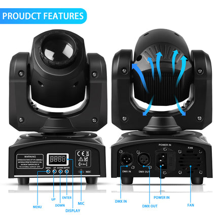 30W RGBW Moving Head Stage Light with Gobo Patterns and DMX Control
