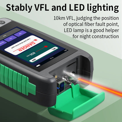 Handheld Optical Fiber OTDR Tester 80km Multi Wavelength Field Diagnostic Tool Green