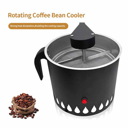 Compact Electric Coffee Bean Cooler 600g Auto-Rotating Stainless Steel Surface Black