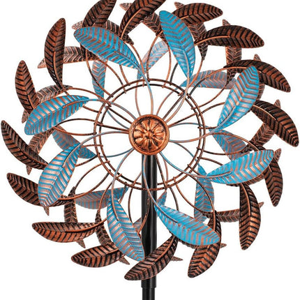 Outdoor Garden Windmill Spinner Décor with Ground Stake – Heavy-Duty Iron Lawn Ornament