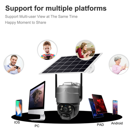 Solar-Powered Outdoor PTZ Security Camera with SIM & WiFi, Remote Viewing and Smart Alerts