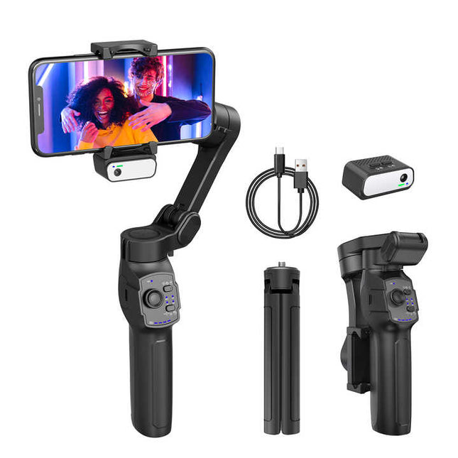 Foldable 3-Axis Gimbal Stabilizer with AI Tracking and Ultra-Wide Lens Support for Smartphones