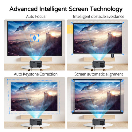 Compact Smart Projector 1080p Full HD 1000 Lumens 4K Playback & Wireless Mirroring