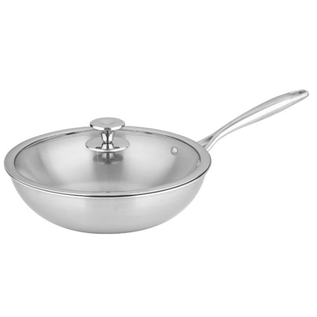 Pure Titanium Frying Pan with Tempered Glass Lid & Multi-Layer Heat-Diffusing Base