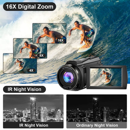 5K Ultra HD Digital Camcorder with Flip Touch Display, 8MP Sensor & 256GB Memory Support – Black