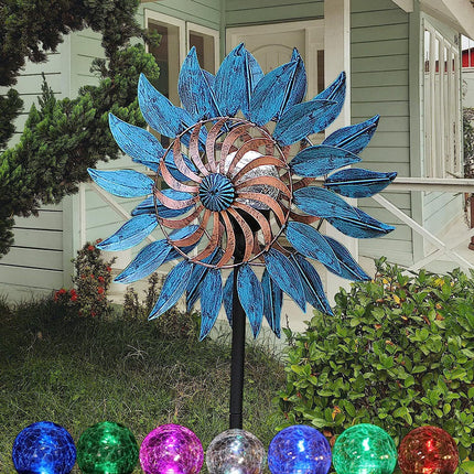 Tall Metal Garden Wind Spinner – 200cm Outdoor Rotating Decoration