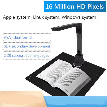 8MP High-Resolution Automatic USB Document Scanner with OCR for A3 Documents