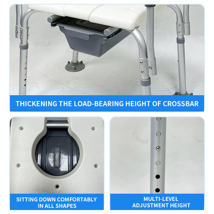 Portable Folding Commode Chair with Wheels – Adjustable Shower and Toilet Seat for Bathroom Mobility