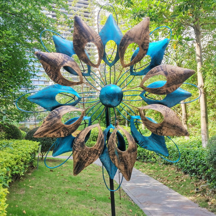 Rotating Metal Windmill Garden Decor – Dual Motion Outdoor Yard Spinner