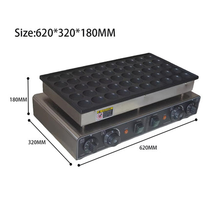 Electric Mini Pancake Machine 50-Hole Nonstick Stainless Steel Compact Commercial Design Black