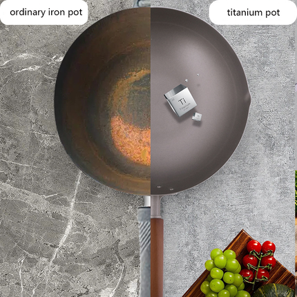 32cm Pure Titanium Non-Stick Wok with Induction-Ready Base and Wooden Lid
