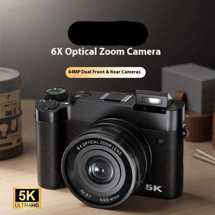 Portable 5K Digital Mirrorless Camera 6X Optical Zoom 64MP Photo 2.8 Inch Screen SD Support 256GB