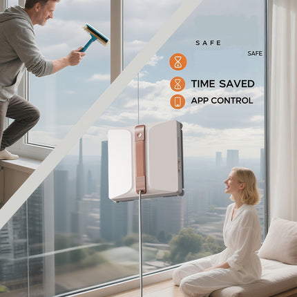 Smart Window Cleaning Robot with 7000Pa Suction, App & Remote Control, Anti-Fall Safety