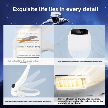 Luxury Smart Toilet Seat with Heated Seat, Female Cleaning, Ventilation & Soft-Close Lid