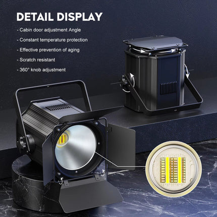 Professional 200W RGB UV COB Stage Par Light with Barn Doors for Live Shows and Events