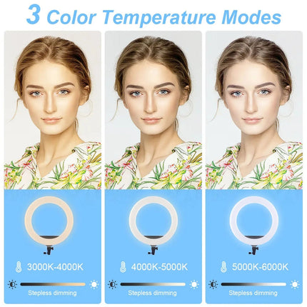35cm LED Ring Light Kit with Adjustable Tripod, Remote Control, 3000–6000K Bi-Color Studio Lighting
