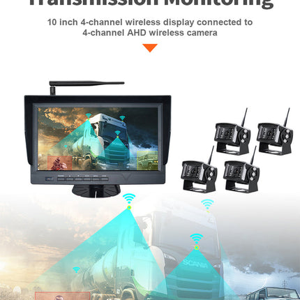10-Inch HD Wireless Surveillance System with Quad Weatherproof Cameras & 500m Coverage
