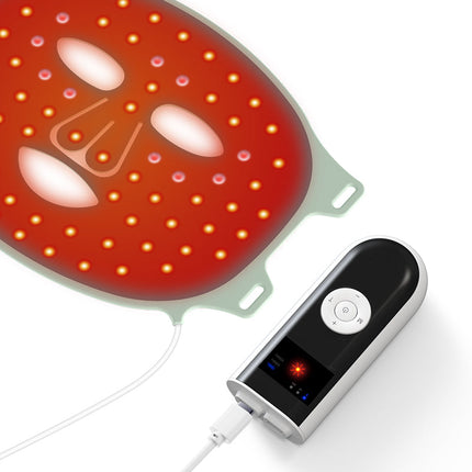Rechargeable Waterproof Silicone LED Facial Mask with Red & Near/Deep Infrared Light Therapy