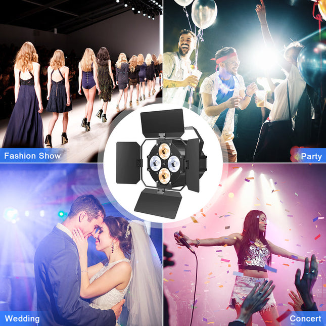 120W Dual White 4-Lens LED DJ Par Light – DMX512, Sound-Activated Party & Stage Lighting