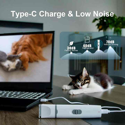 Portable 4-in-1 Cordless Pet Hair Clipper Set with Ceramic Blades and Nail Grinder
