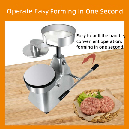 Manual Stainless Steel Burger Patty Press Machine with 100mm Plate and Meat Pan