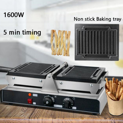 1600W Commercial Electric Waffle Fries & Potato Stick Maker, Non-Stick Plate