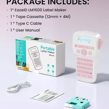 Portable Thermal Transfer Label Printer with QWERTY Keyboard, Type-C Rechargeable, D1 Tape Compatible