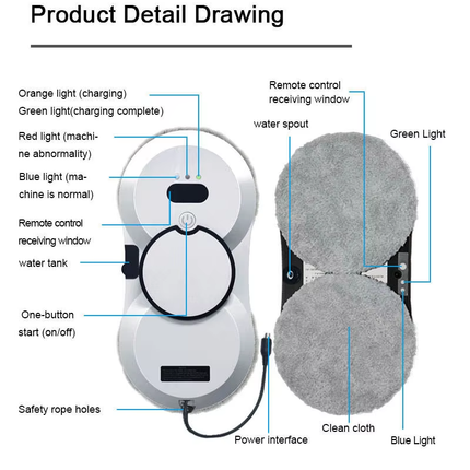Smart Window Cleaning Robot with Auto Water Spray, 5600Pa Suction & Remote Control
