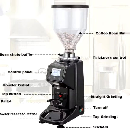 Metal Coffee Bean Grinder with 19 Adjustable Grind Levels and 1L Bean Hopper
