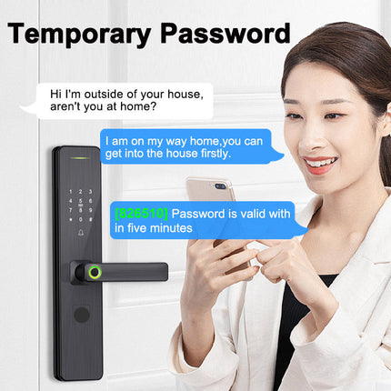 Keyless WiFi Fingerprint Door Lock with RFID Card, Password & Mechanical Key, Fits 38-100mm Doors