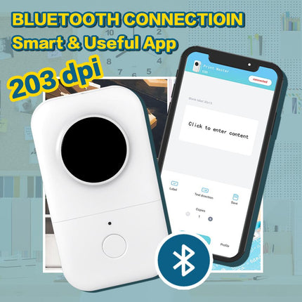 Portable Thermal Label Printer with 1200mAh Rechargeable Battery, 203 DPI Wireless Label Maker