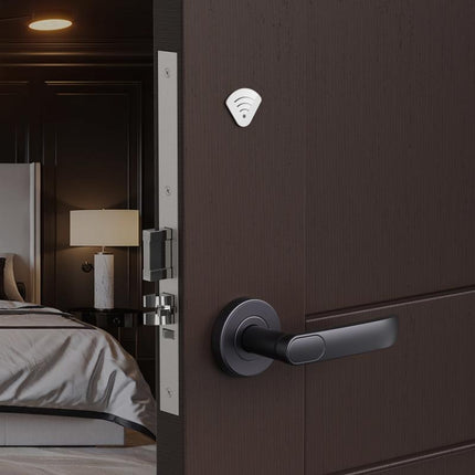 Electronic RFID Hotel Door Lock with Key Access for 38-100mm Doors Powder Black