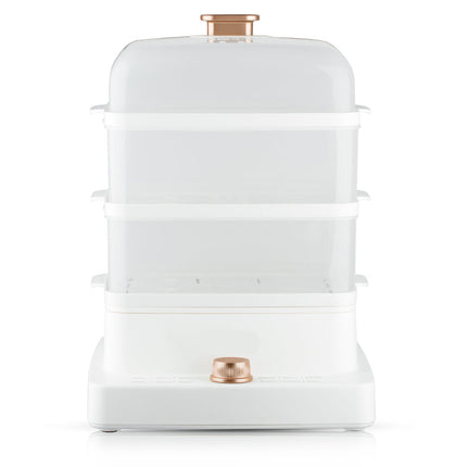 Portable 12L Electric Food Steamer with 3 Stackable Tiers, 1200W Mechanical Timer