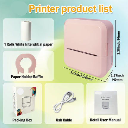 Portable Thermal Label Printer with Bluetooth, 203 DPI, 1200mAh Rechargeable Battery