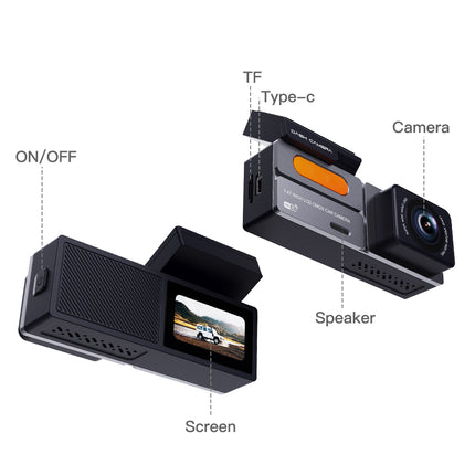 Dual Lens 2K Dash Camera with Rear Camera, WiFi App Control, G-Sensor & 24H Parking Monitor