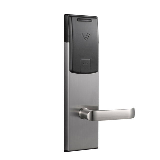 RFID Hotel Door Lock with Mechanical Key, Stainless Steel Smart Access for 36-100mm Doors, Silver