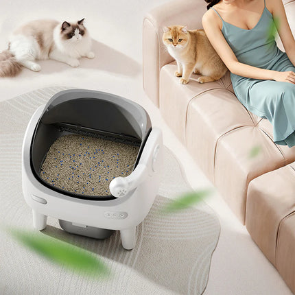 Intelligent Auto-Scooping Cat Litter Box with Mobile App, Quiet Performance, Extra-Large 80L Space