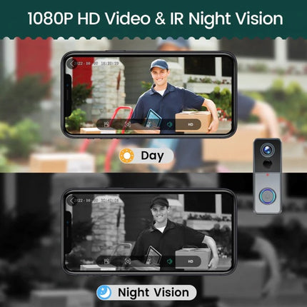 Wireless IP65 Waterproof Video Doorbell with PIR Motion Detection, Two-Way Audio & Night Vision