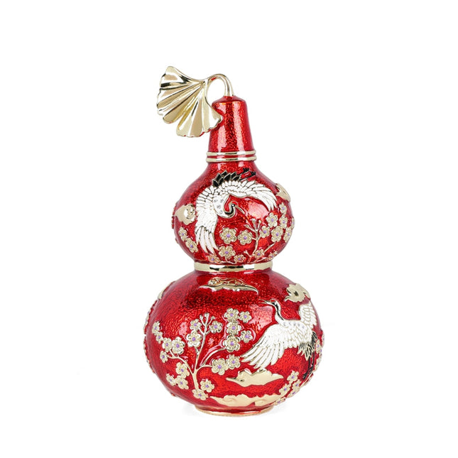 Golden Wu Lou Gourd Sculpture – Artisan Metal Feng Shui Home Accent