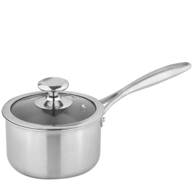 18cm Uncoated Titanium Milk & Soup Pot with Single Handle – Lightweight Classic Saucepan
