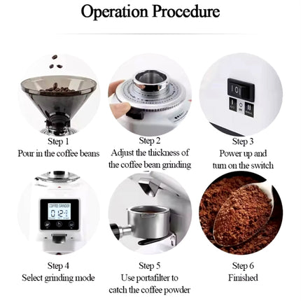 Metal Coffee Bean Grinder with 19 Adjustable Grind Levels and 1L Bean Hopper