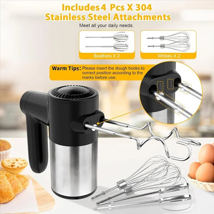 Portable Cordless Hand Mixer 7-Speed Rechargeable Design with Storage Base