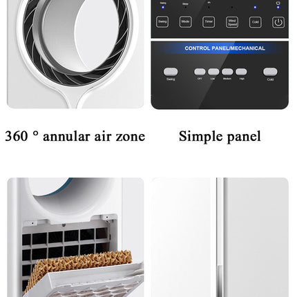 Portable 4L Water-Cooled Air Cooler Tower Fan with 360° Rotation & Timer