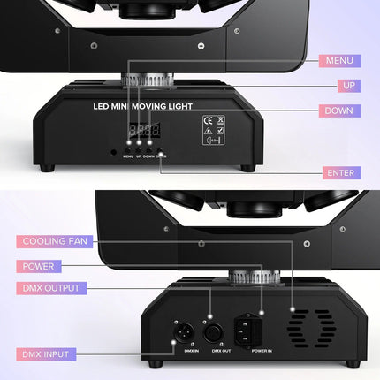 180W LED Mini Moving Head Light with 18 RGBW Beams – DMX512, Sound-Activated, Strobe Effects for DJ, Stage & Party