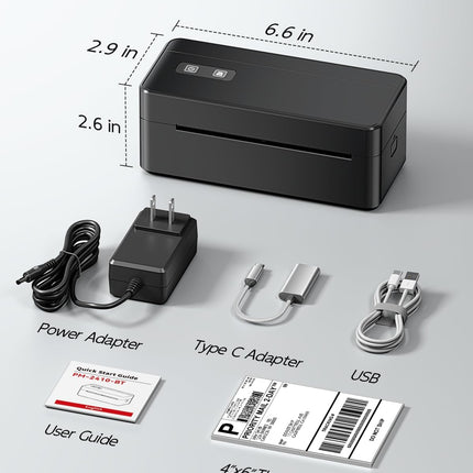 Portable USB & Bluetooth Thermal Label Printer 203 DPI with Adjustable Paper Holder