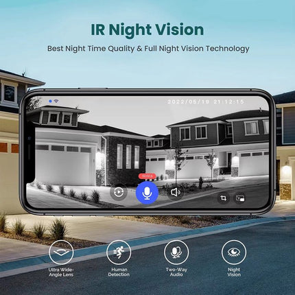Rechargeable Wireless Video Doorbell with IP65 Waterproof Design, Two-Way Audio & SD Card Recording