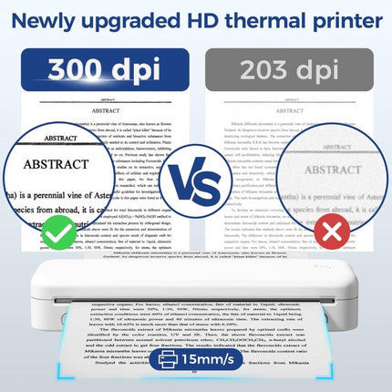 Portable A4 Thermal Printer 300 DPI – Rechargeable 2600mAh Battery, 15mm/s Fast Printing