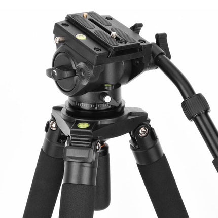 Professional Aluminum Camera Tripod Stand with Smooth Fluid Head – 192cm Adjustable Height, 18kg Capacity, Travel Ready